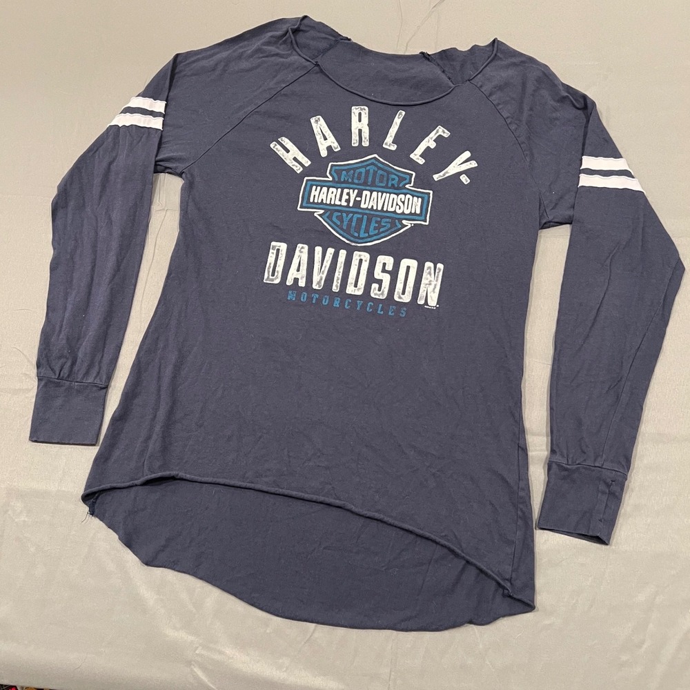 Harley Davidson Annapolis Maryland Long Sleeve Graphic Tee Navy Blue Small
